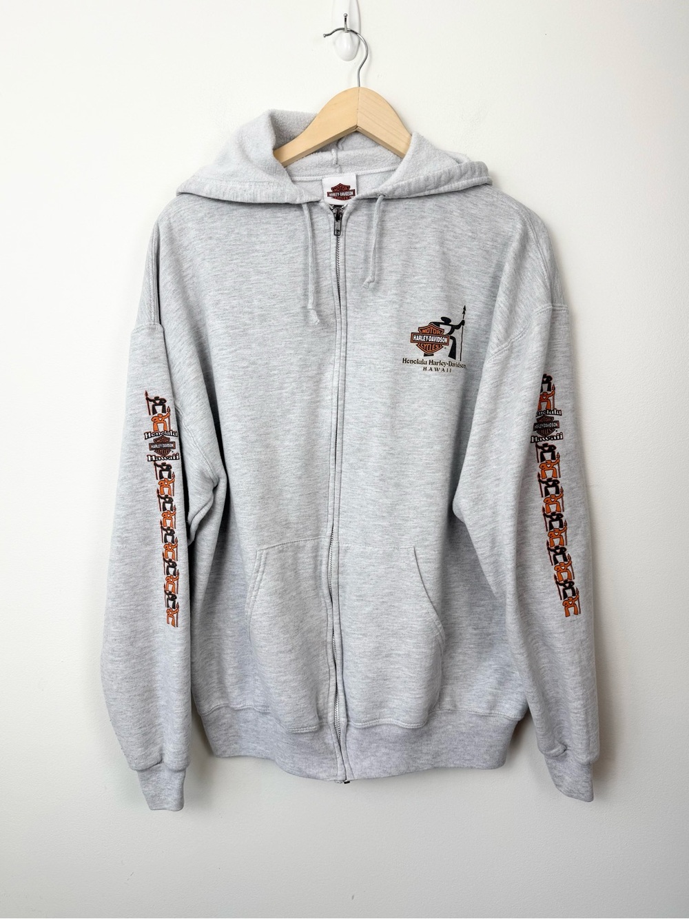 Vintage Harley-Davidson Honolulu Hawaii Men's Gray Zip-Up Hoodie Jacket XL